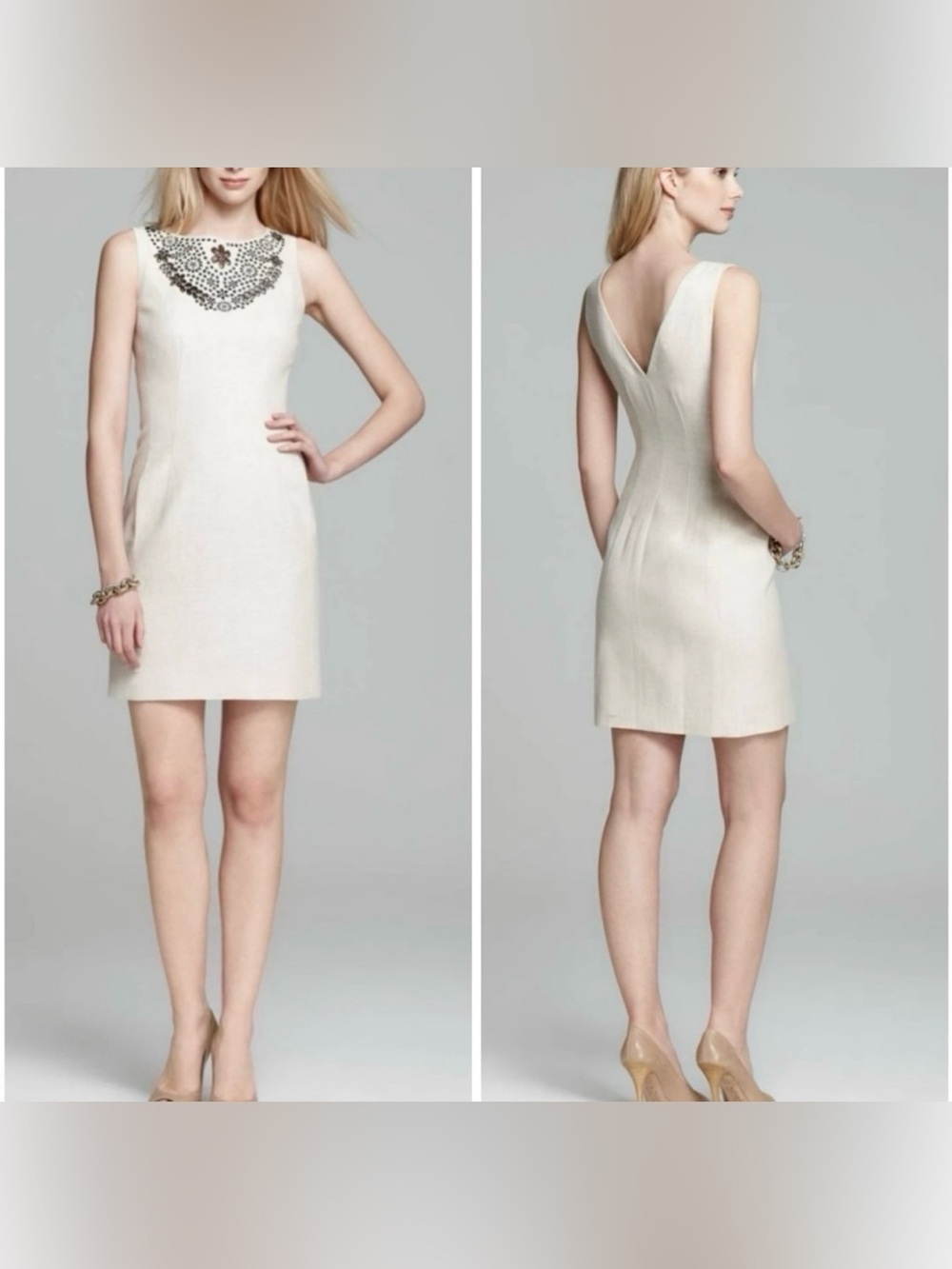 Kate Spade Domino Dress Linen Eyelet Embroidery Natural Sz10